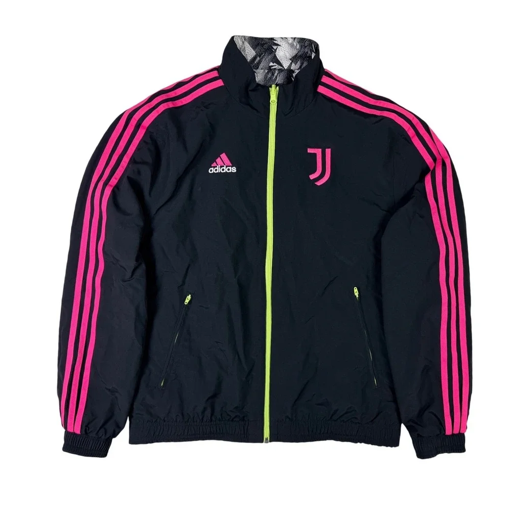 Adidas Juventus Reversible Anthem Jacket Mens Medium Black Pink HS9808 Excellent